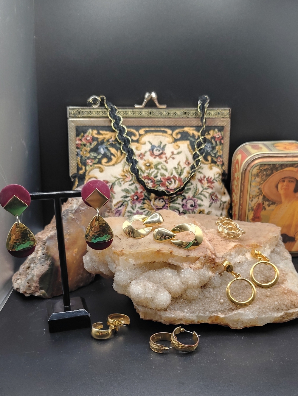 Vintage Earrings.  Six Pairs. Gold Tone